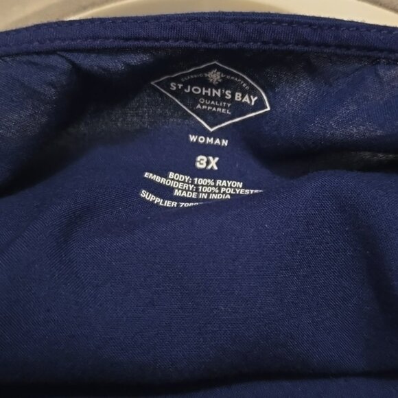 St.Johns Bay Blue Short Sleeve Embroidered Top 3 X - Picture 3 of 3